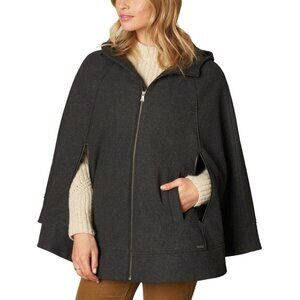 Prana Whitney Cape Womens S/M Dark Gray Heavy Wool Capelet Jacket, Size S/M